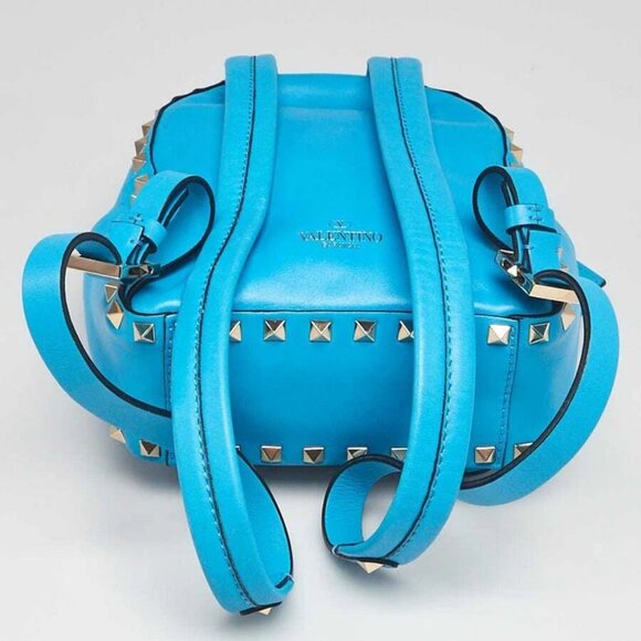 Valentino Bright Blue Smooth Leather Rockstud Mini Backpack Bag - Picture 3 of 10